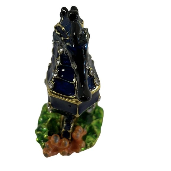 Art Form Rhinestone Enamel Sea Horse Jewelry Trinket Box Black Green Storytime 3 - Picture 10 of 12